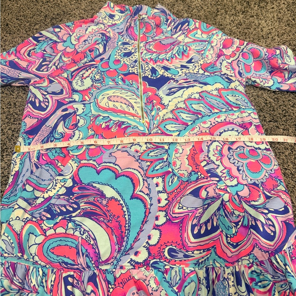 Lilly Pulitzer Killian Popover Pink Tropics Mermaids Call UPF 50 Medium Pullover - Picture 6 of 6